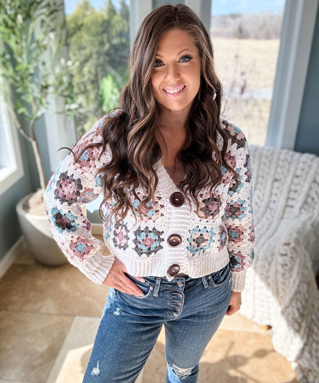 Granny Crop Cardigan – Mary Maxim Ltd