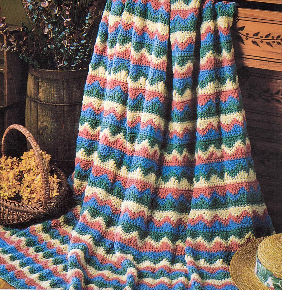 Modèle afghan de vague et de chevron au crochet
