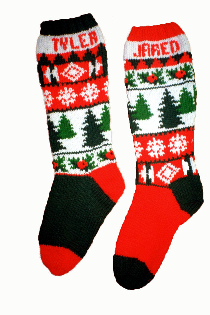Trees And Holly Stockings Pattern