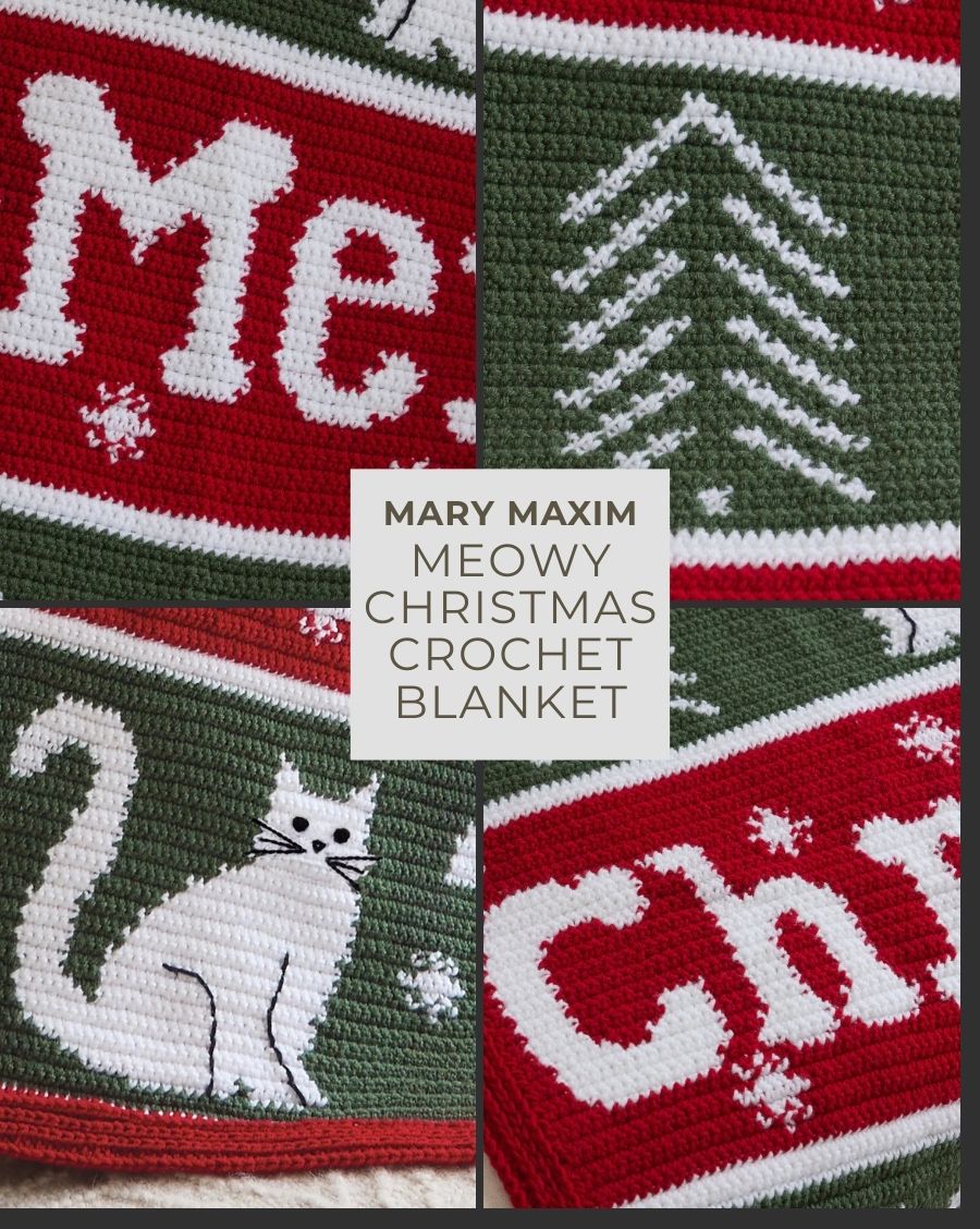 Meowy Christmas Crochet Blanket