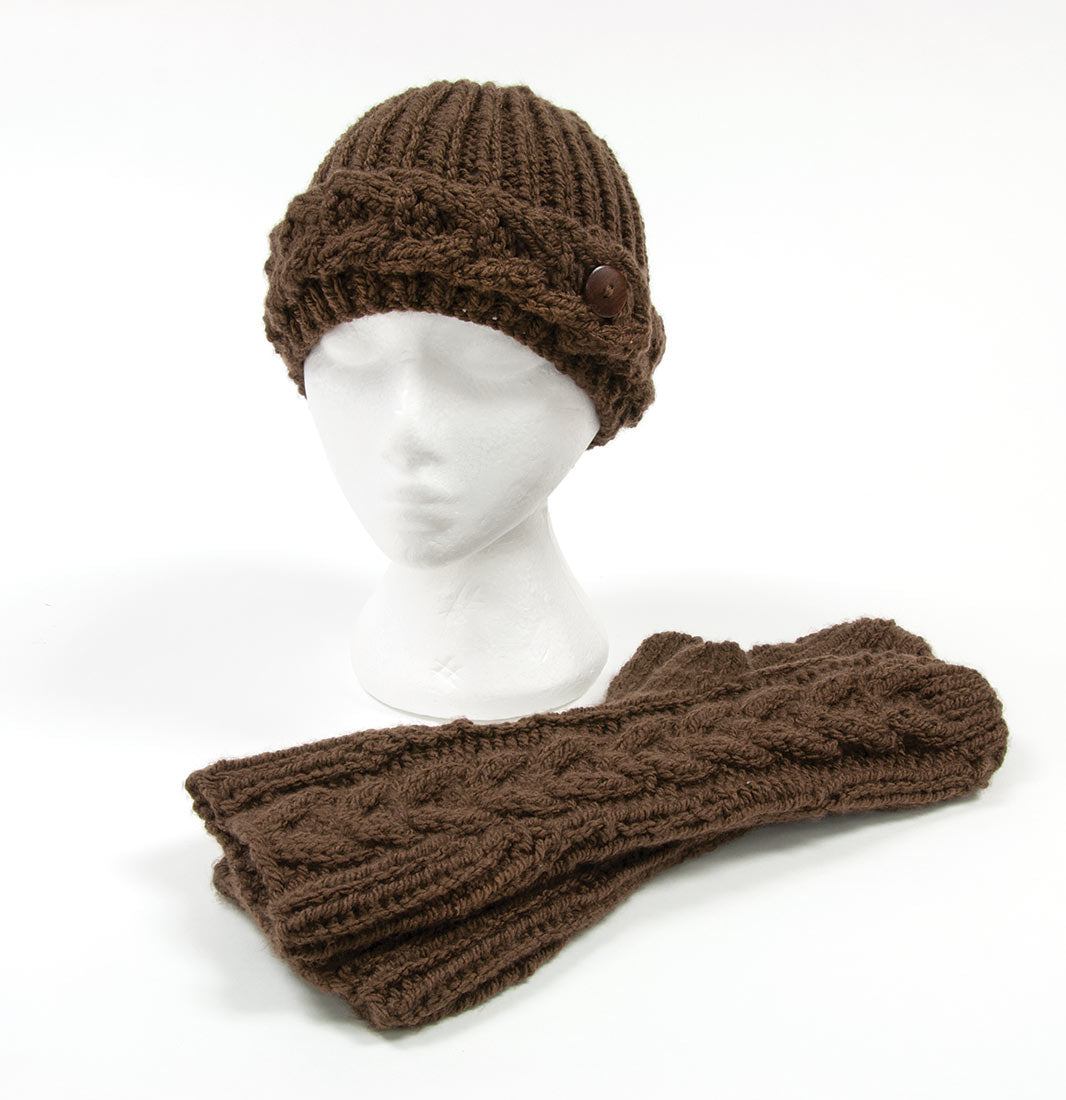 Cabled Hat and Mittens Pattern