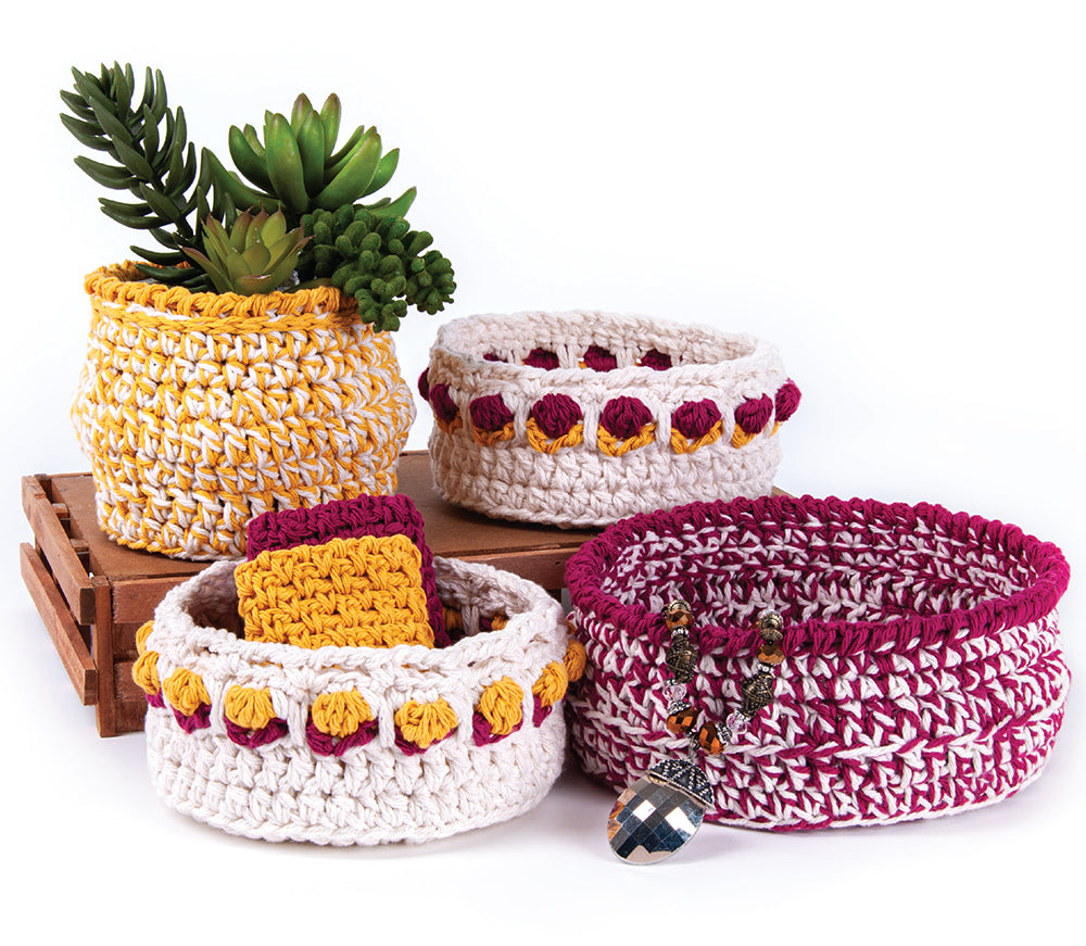 Cotton Crochet Basket Set
