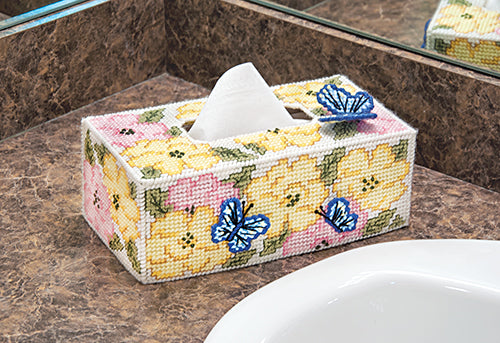 Rose Garden Tissue Box Cover Plastic Canvas Kit