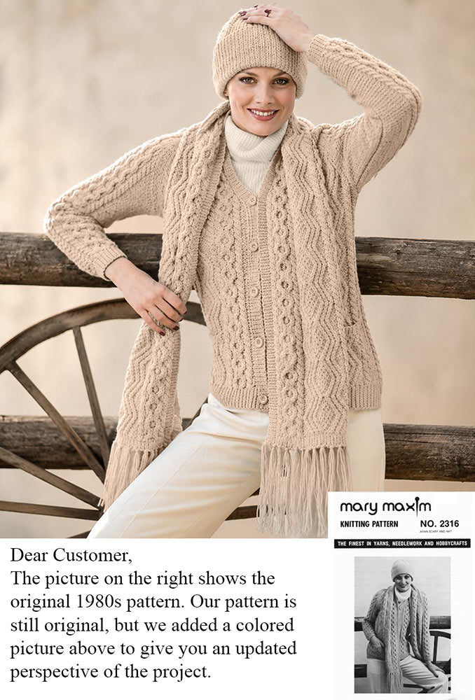 Aran Scarf and Hat Pattern