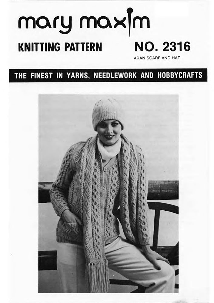 Aran Scarf and Hat Pattern