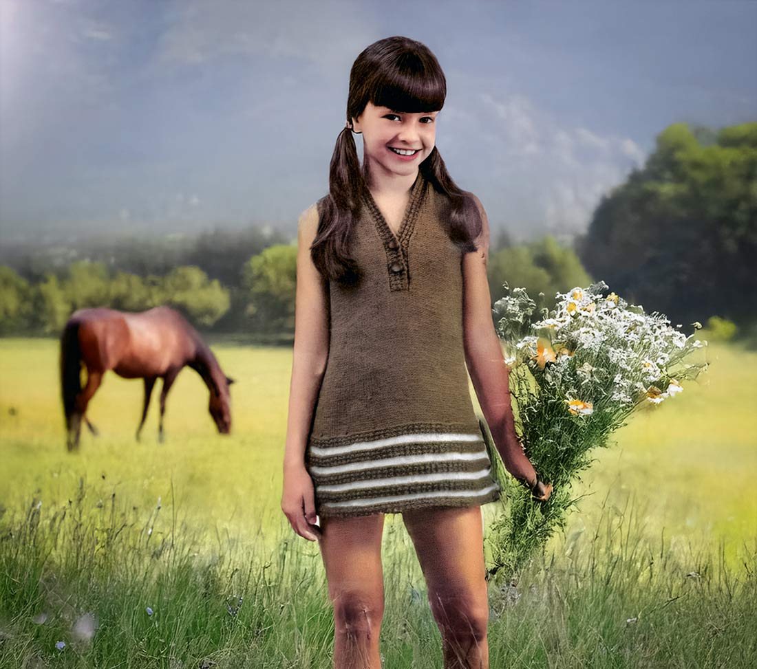 Girl's Springtime V-Neck Dress Pattern