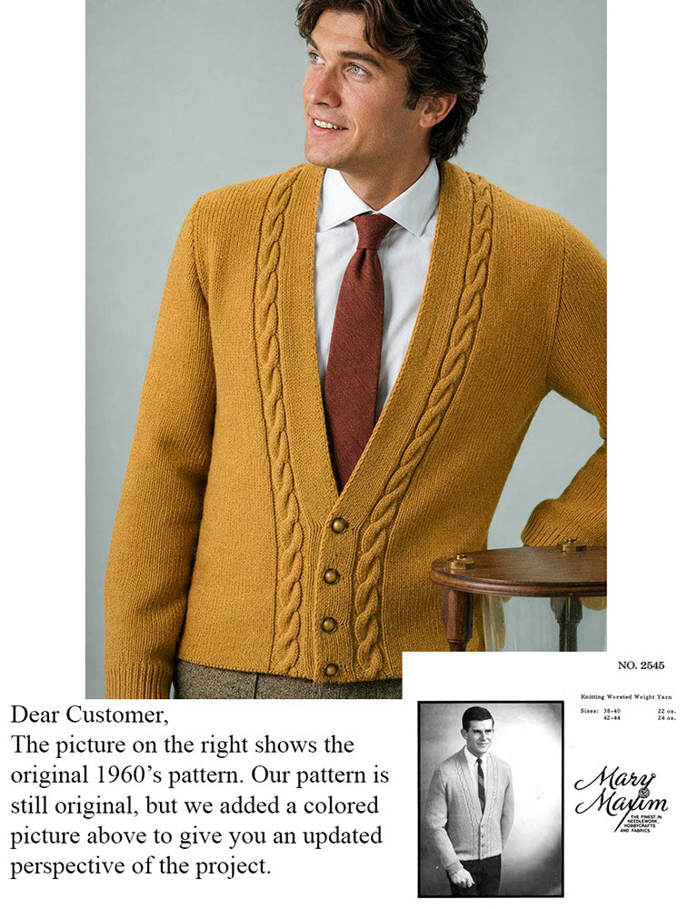 Man's Cable Cardigan Pattern