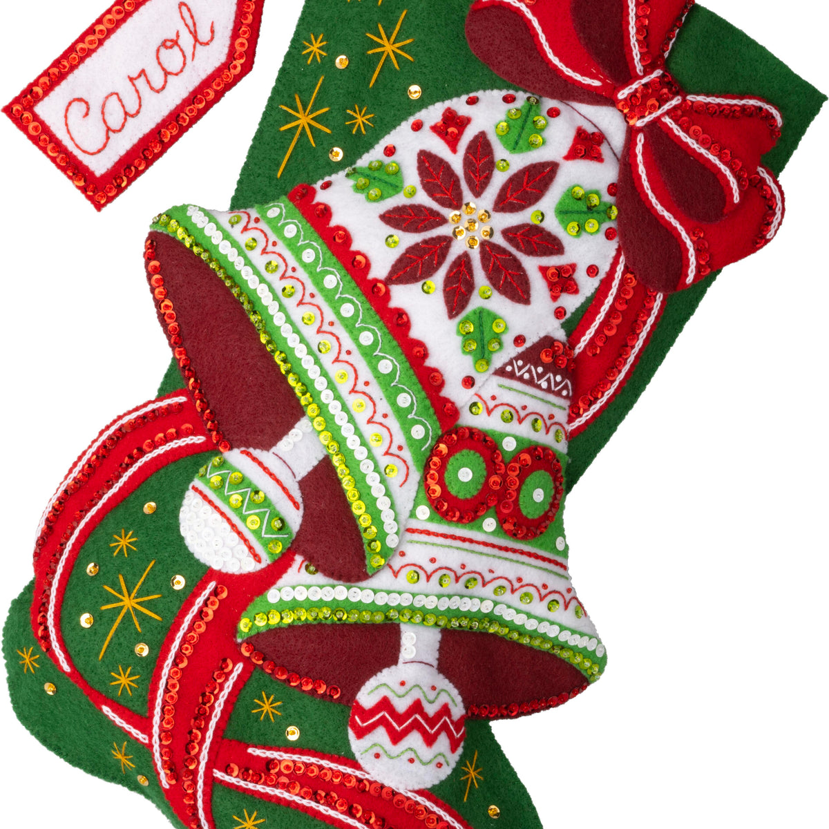 Kit de bas en feutre Poinsettia Bells Mary Maxim Ltd