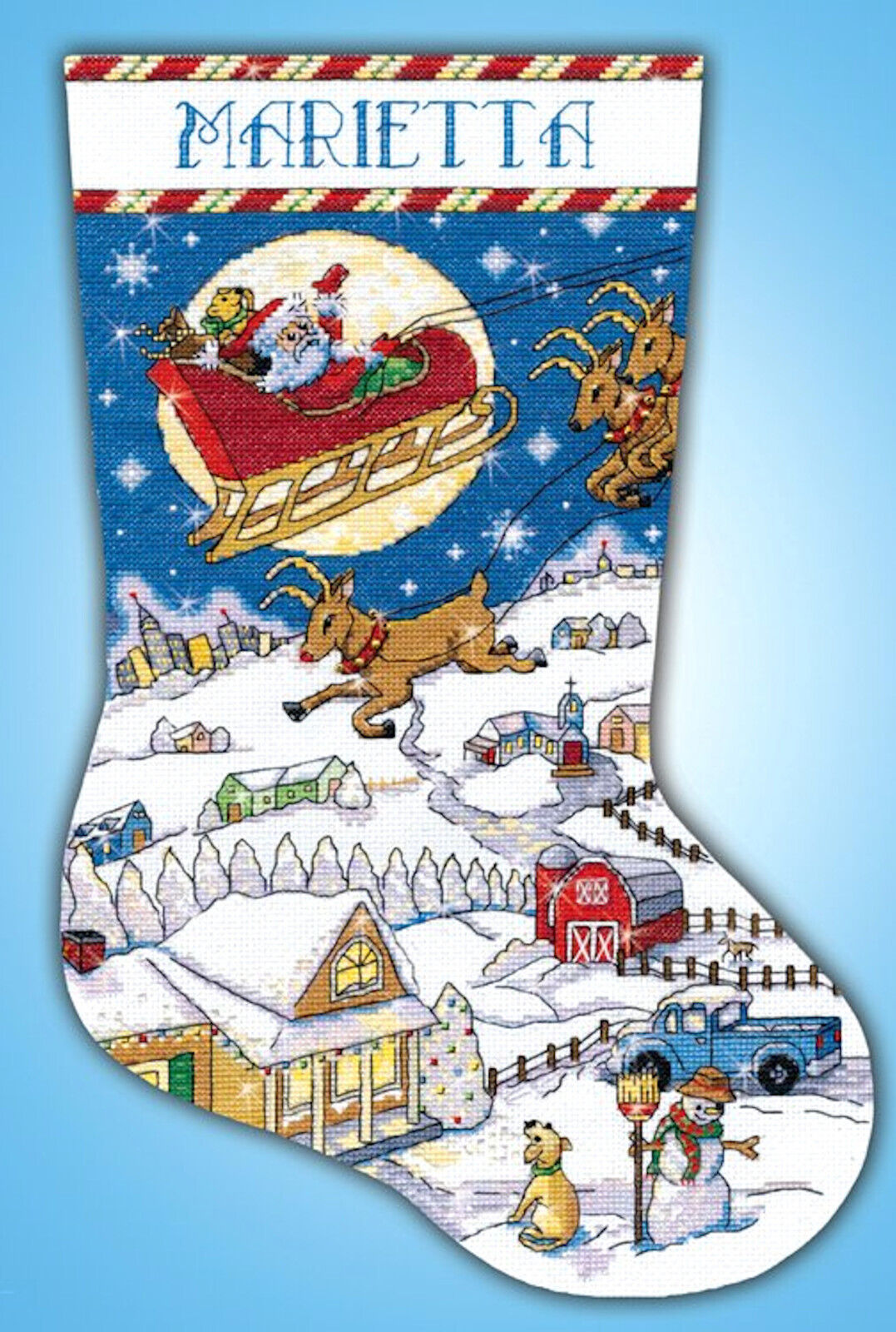 Countryside Delivery Counted Cross Stitch Christmas Stocking