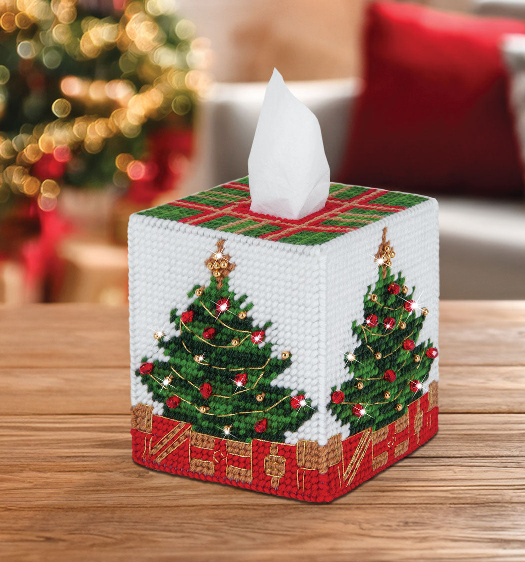 O' Christmas Tree Tissue Box Cover Plastic Canvas Kit