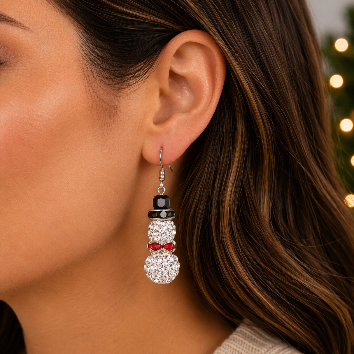Crystal & Rhinestones Snowmen Earring Set