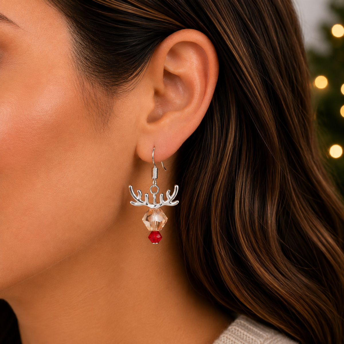 Crystal Reindeer Earring Set