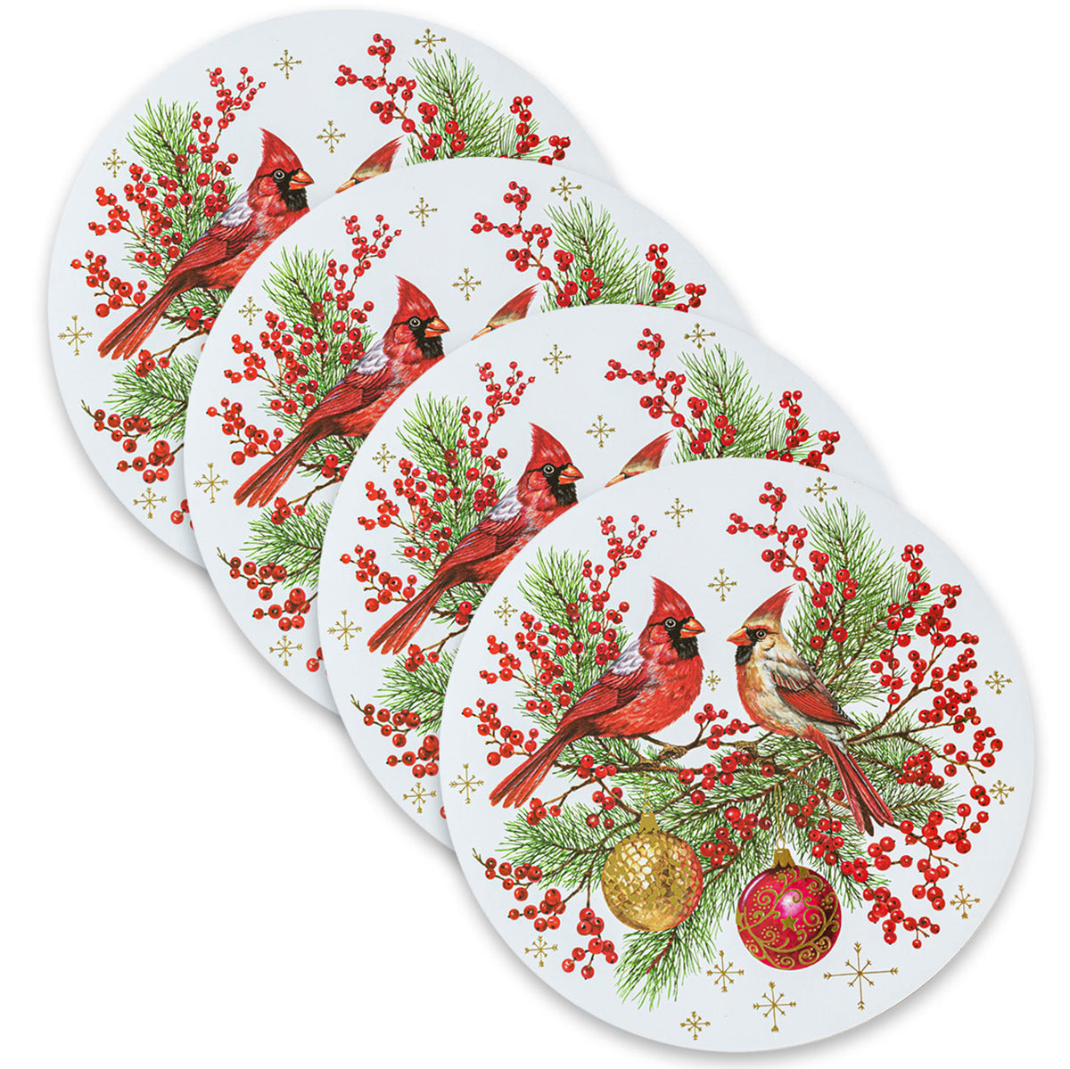 Festive Cardinals Cork Placemats