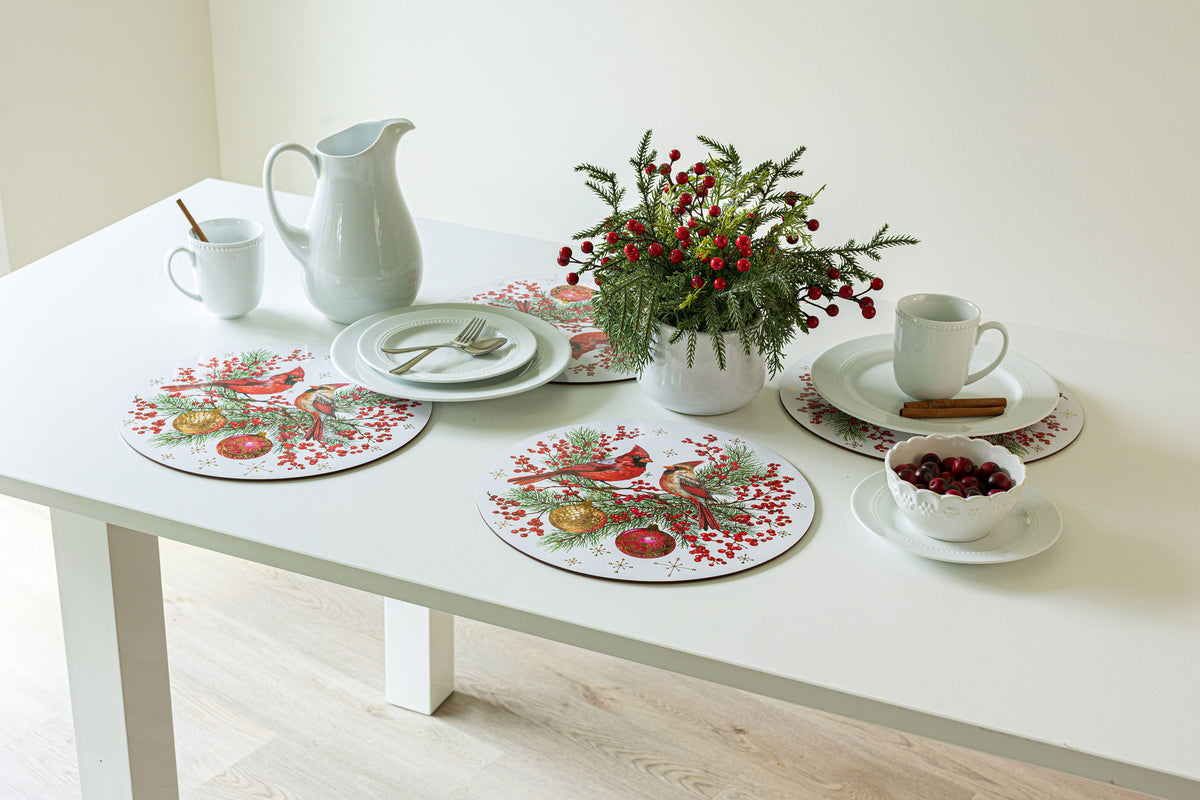 Festive Cardinals Cork Placemats
