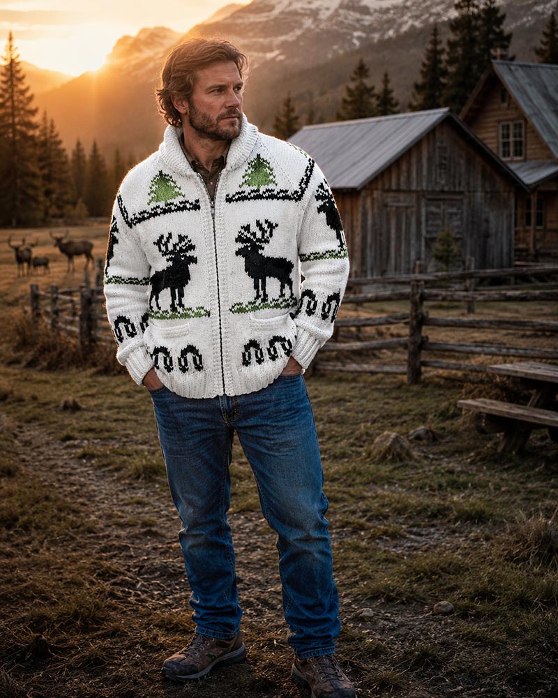 Patron de cardigan renne pour homme