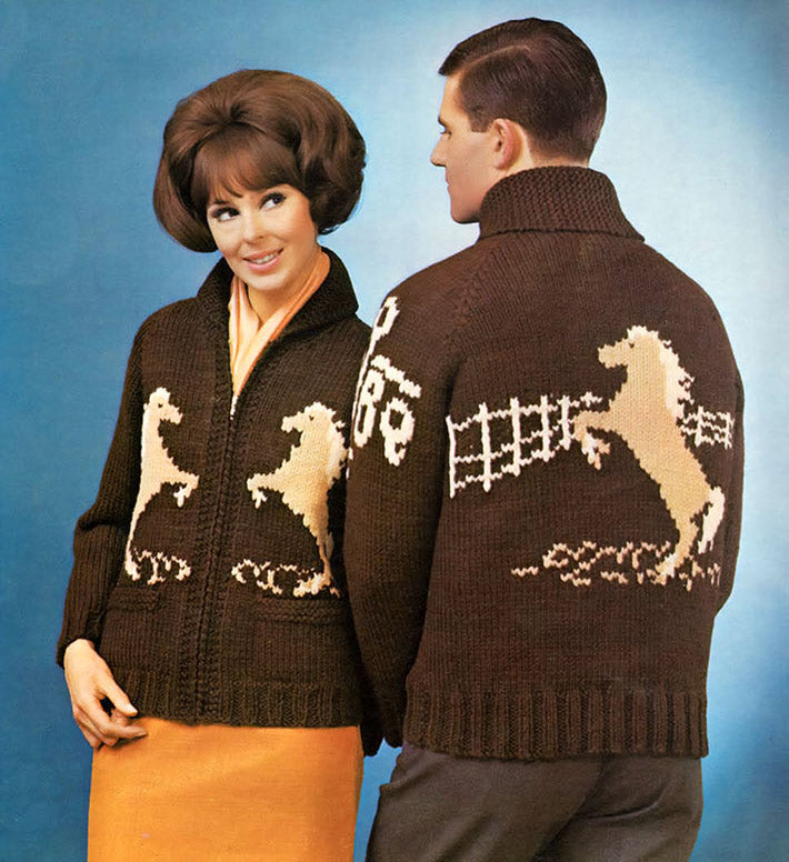 Ladies or Youth's Palomino Horse Cardigan Pattern