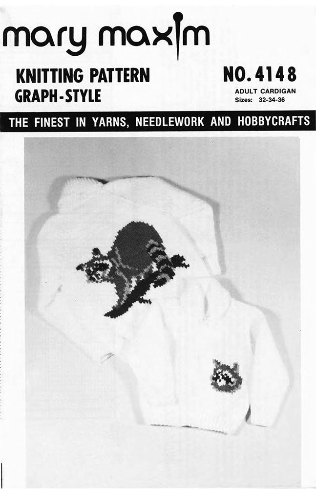 Men's or Ladies' Raccoon Cardigan Pattern