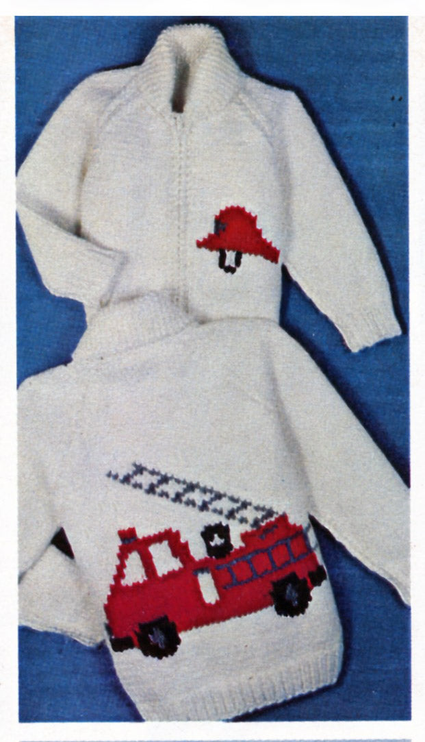 Child's Fire Engine Cardigan Pattern