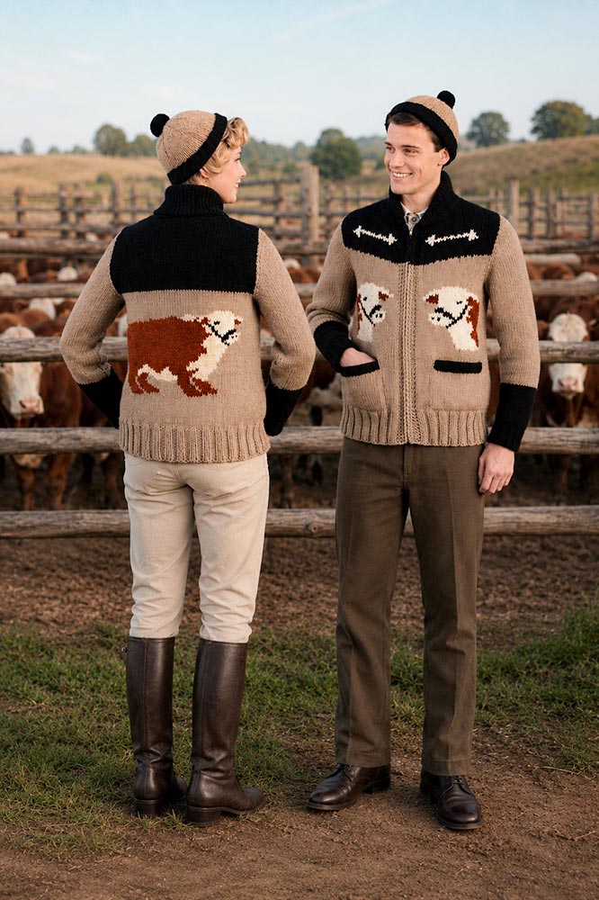 Ladies' and Youth Hereford Bull Cardigan Pattern