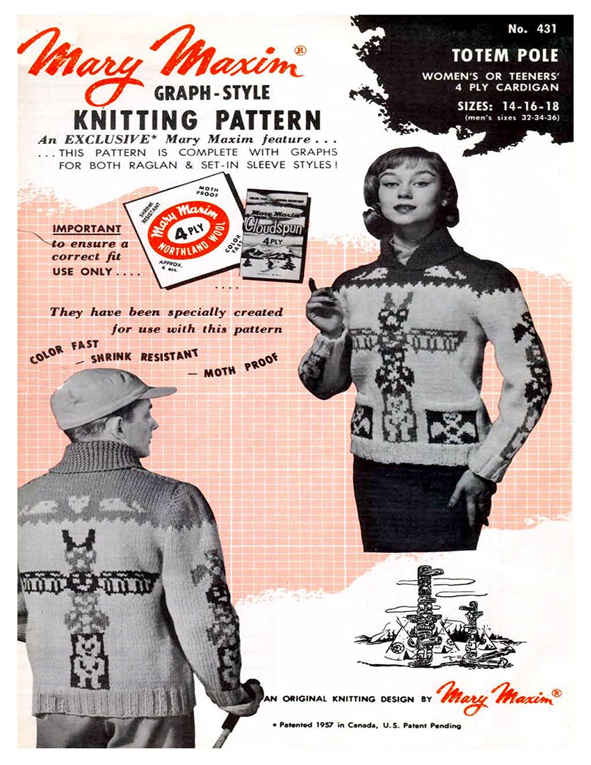 Ladies' or Youth Totem Pole Cardigan Pattern