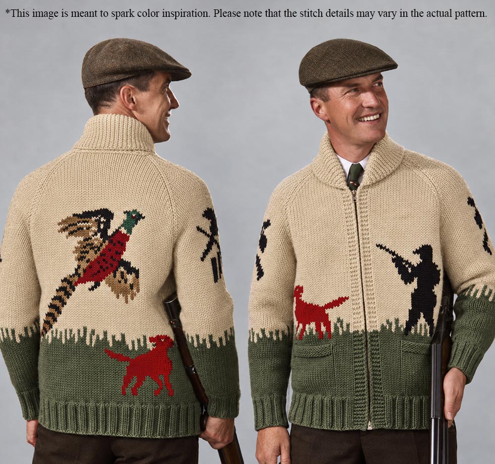 Men's or Ladies' Pheasant Hunt Cardigan Pattern