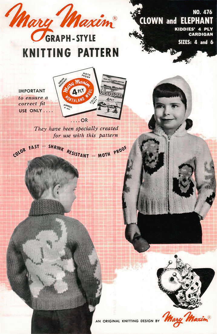 Modèle de cardigan clown et éléphant