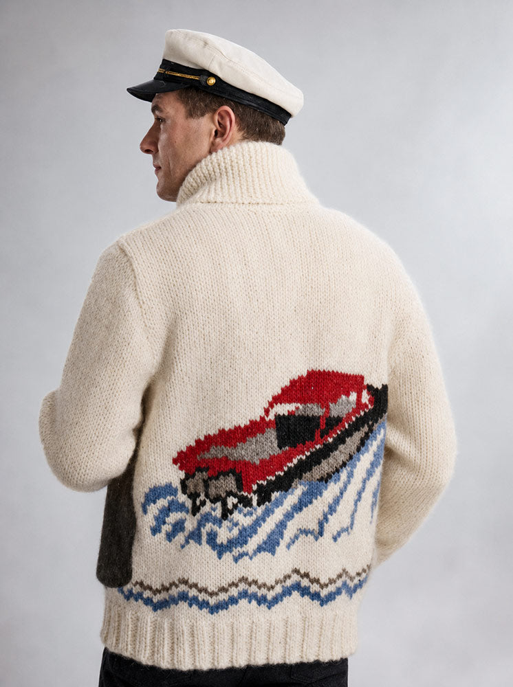 Modèle de cardigan de bateau à moteur