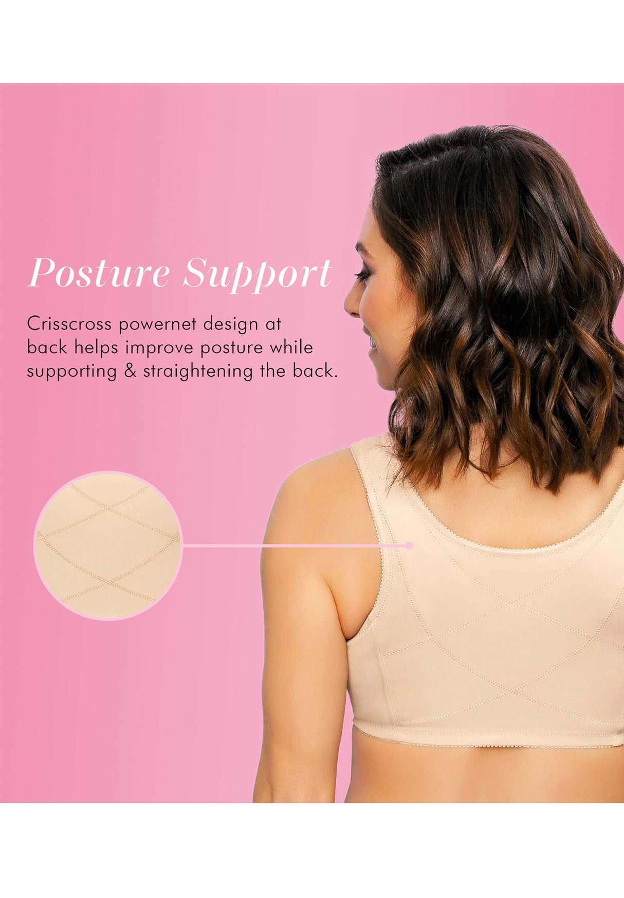 FULLY® Front Close Cotton Posture Bra with Lace