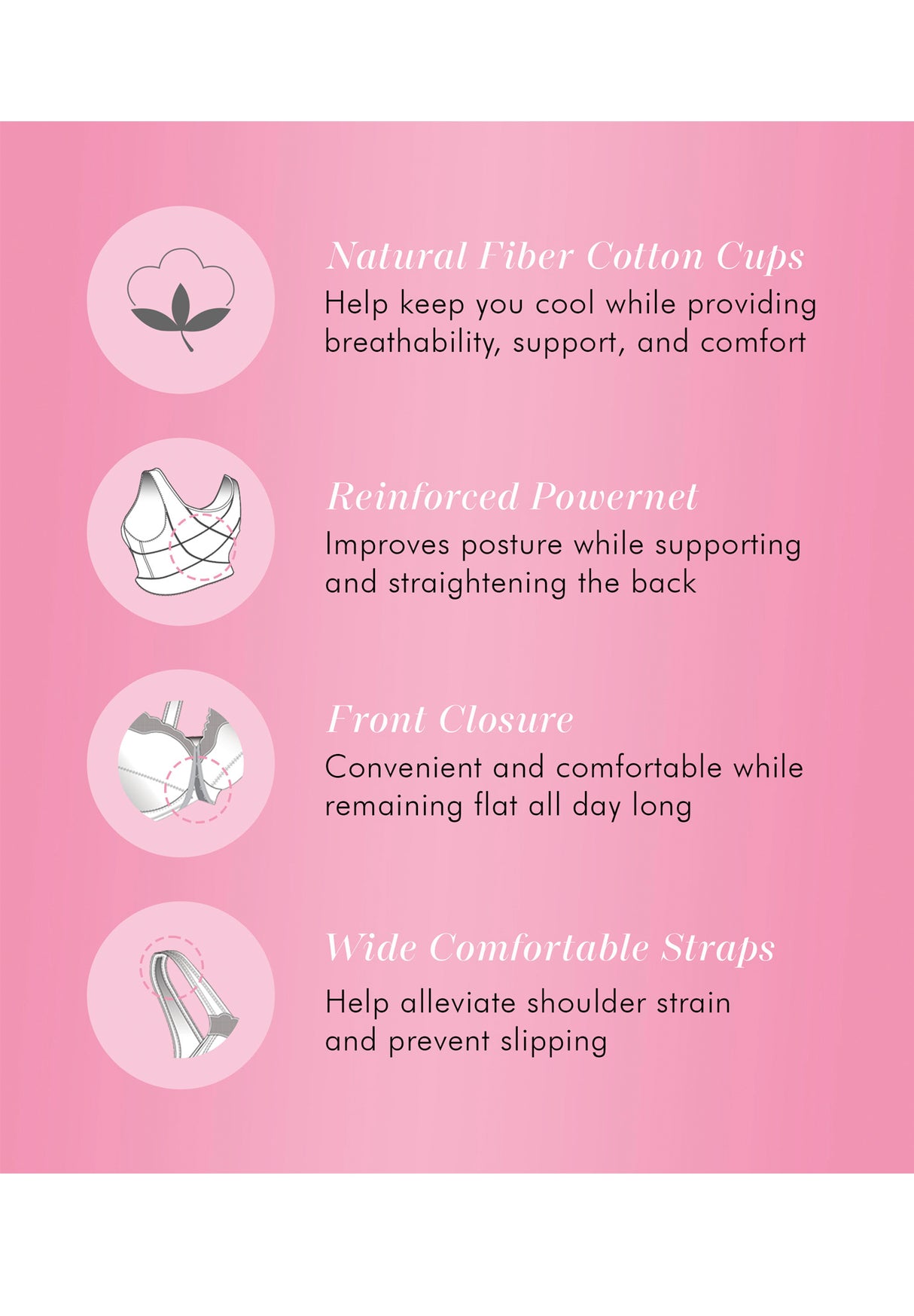 FULLY® Front Close Cotton Posture Bra with Lace