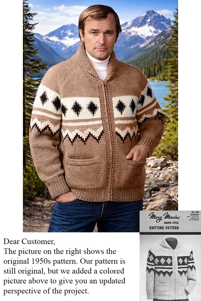 Men's or Ladies' Saranac Cardigan Pattern