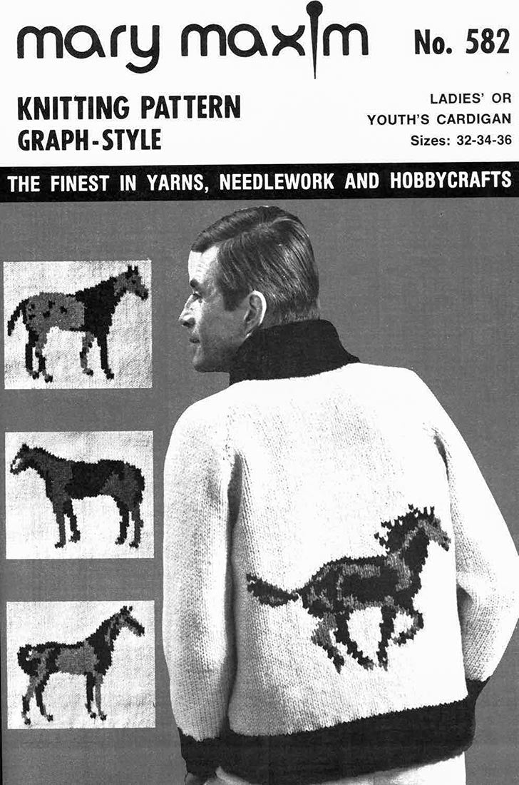 Horses Ladies' or Youth's Cardigan Pattern