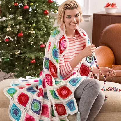 Modèle gratuit de jeté de lit rétro en crochet avec ornement en forme de cœur rouge