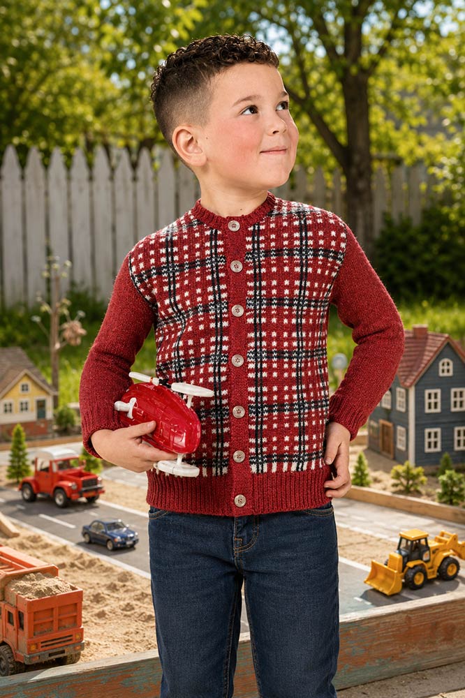 Modèle de cardigan à carreaux des Orcades