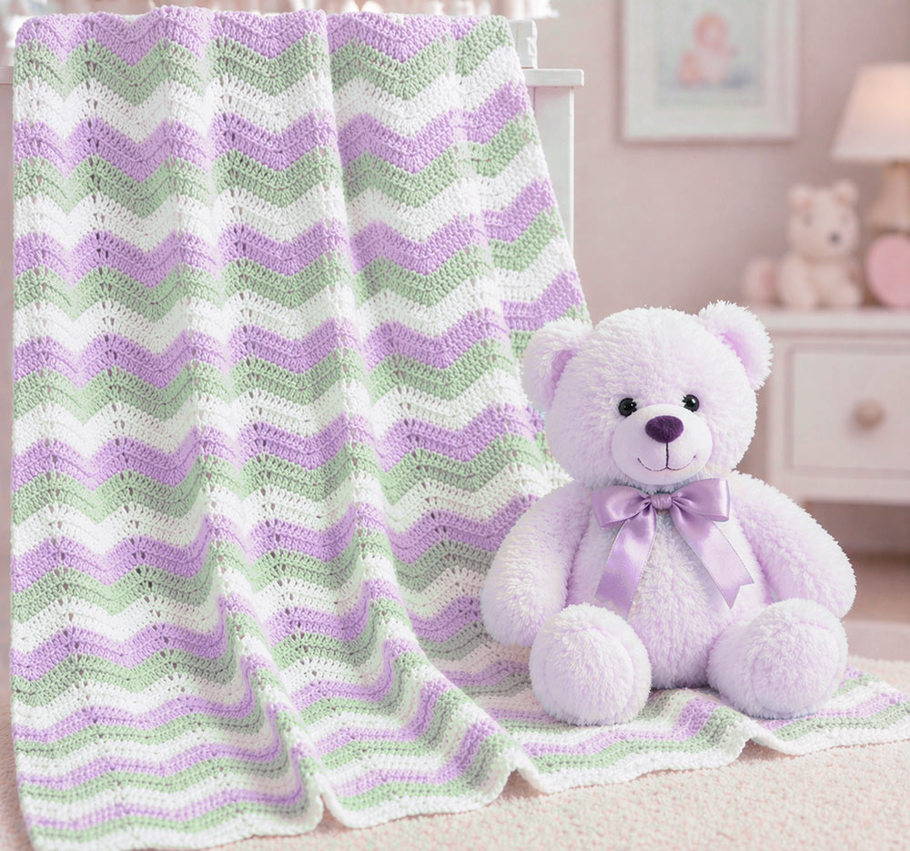Baby's Ripple Afghan Knit Pattern