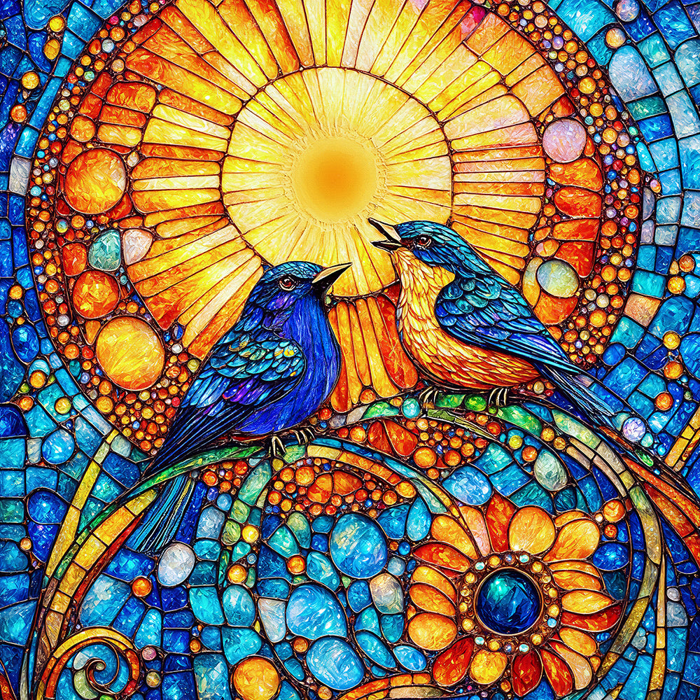 Birdbirds Stained Glass Jigsaw Puzzle