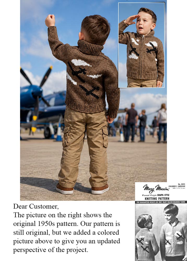Children's Plane Cardigan Pattern