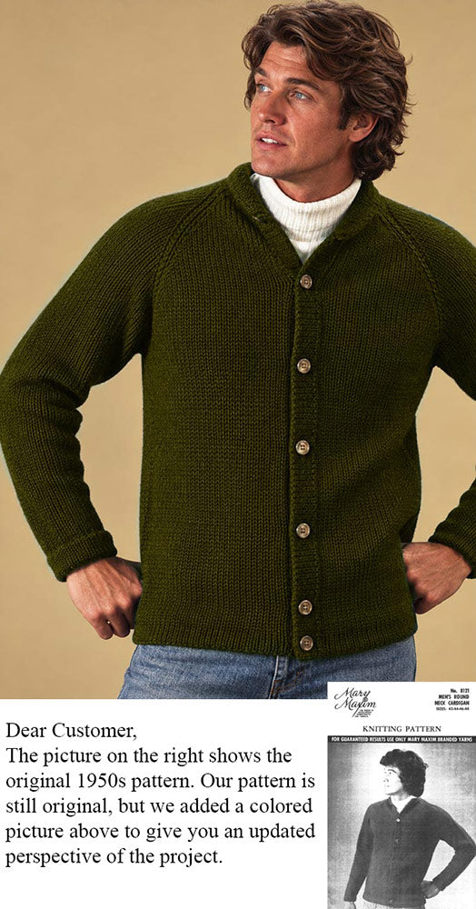 Men's Round Neck Cardigan Pattern