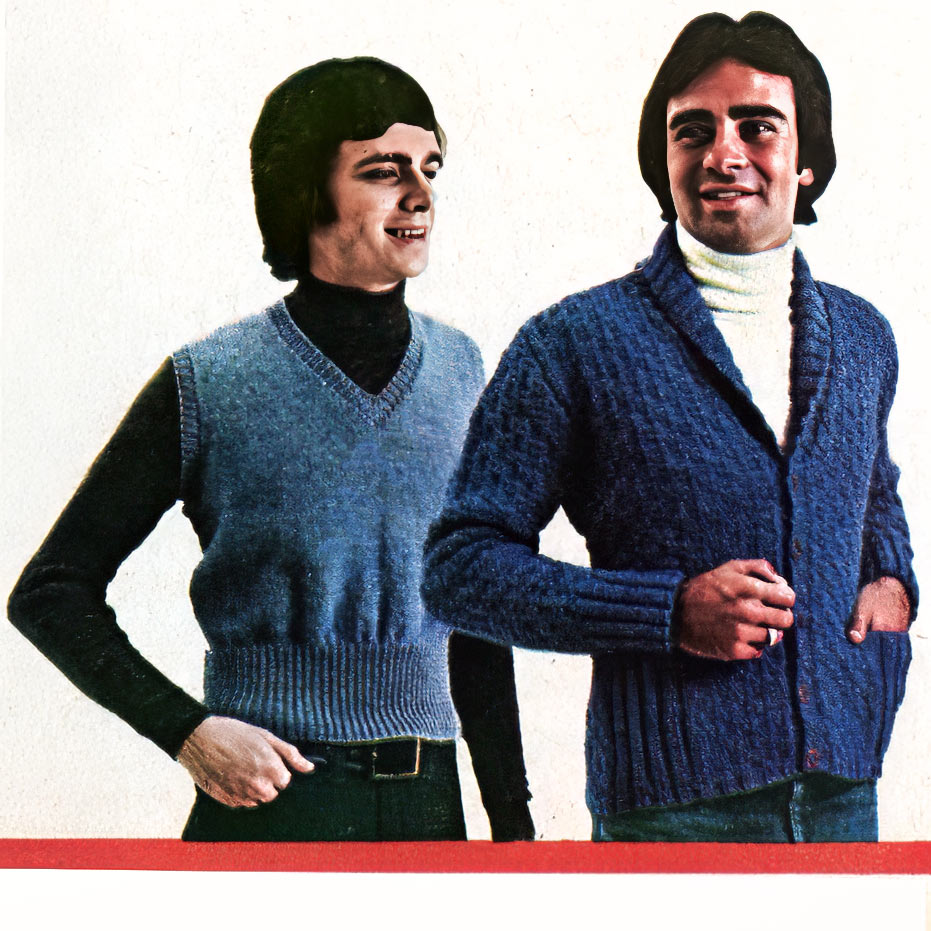 Men's Roll Collar Cardigan Pattern