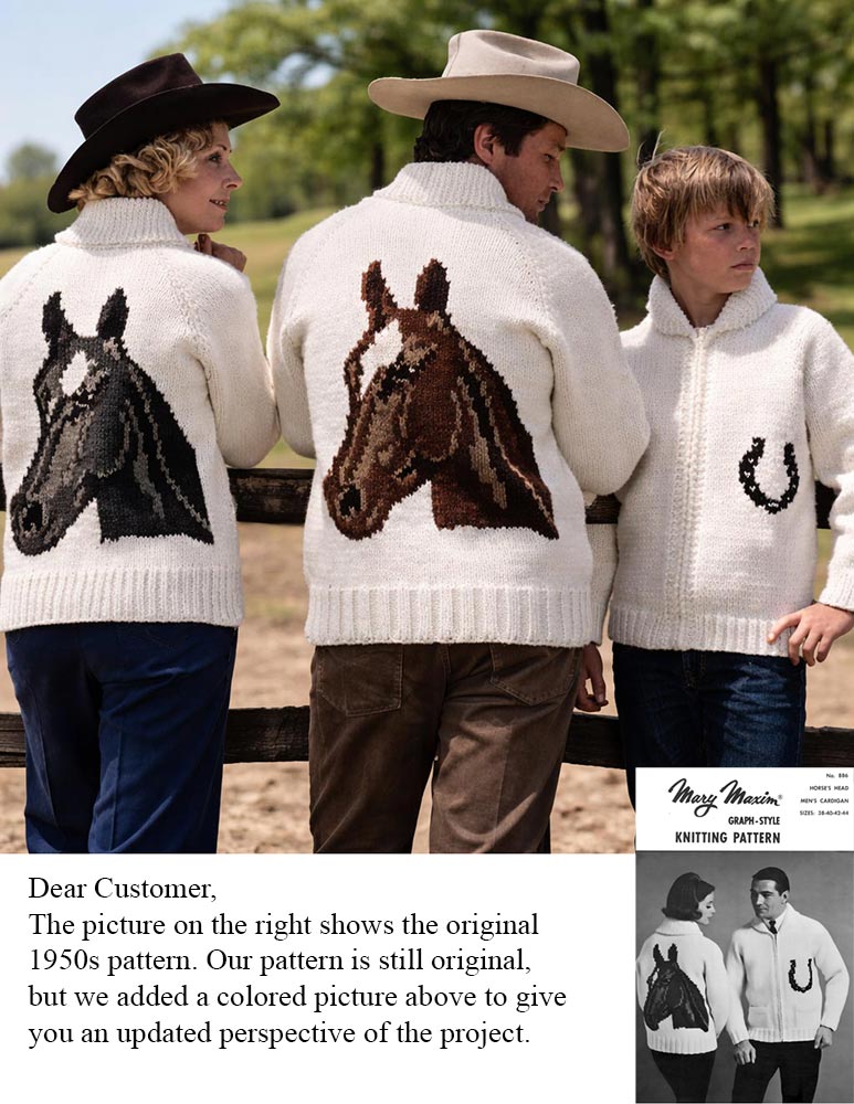 Horse's Head Men's Cardigan Pattern