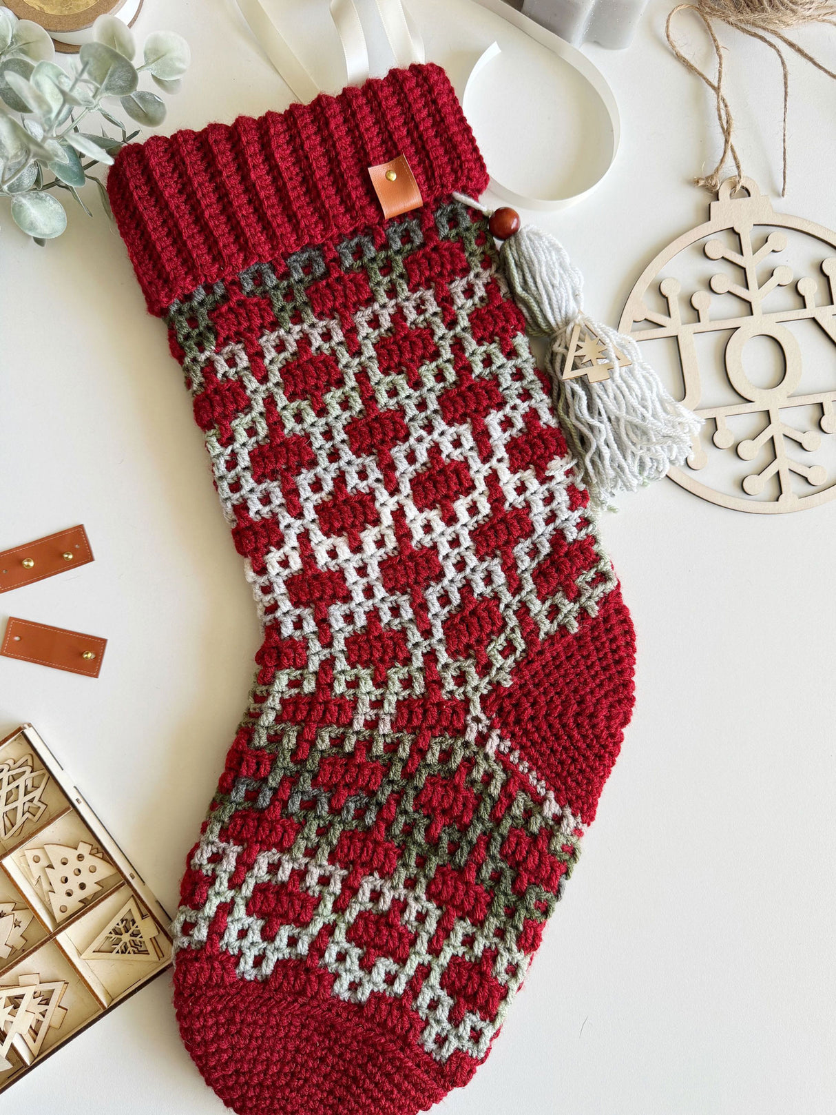 Bas de Noël en mosaïque