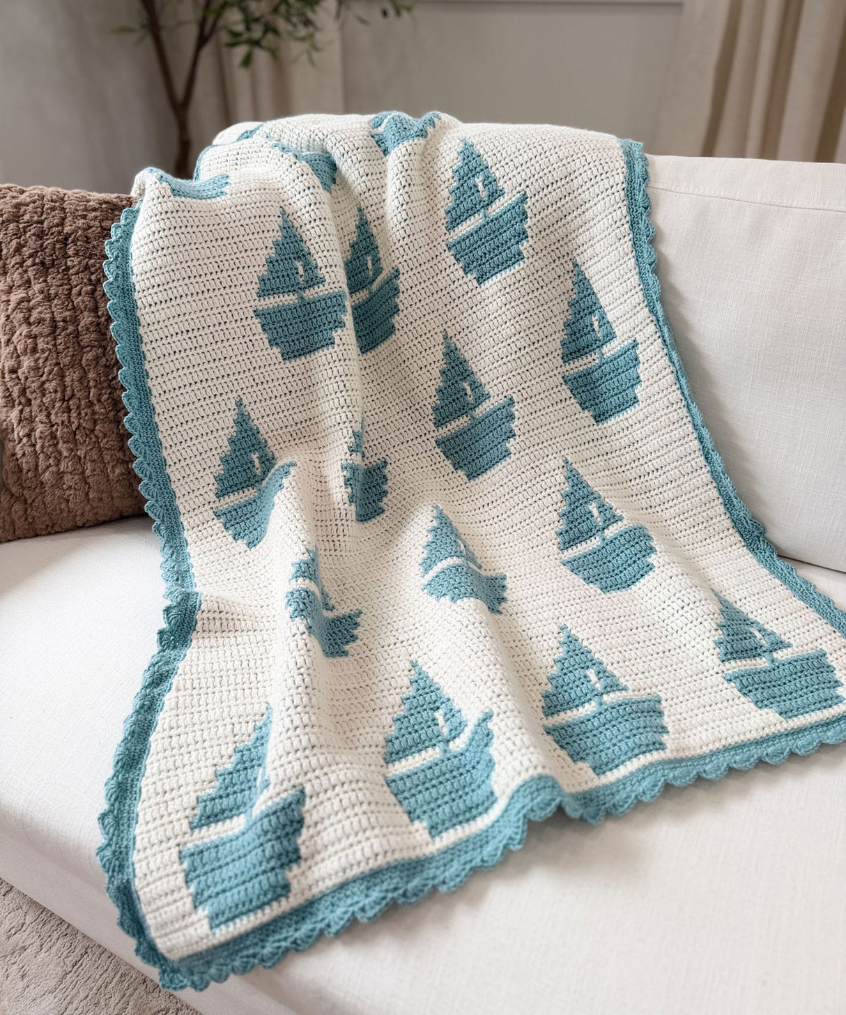 Sailboat Mosaic Baby Blanket