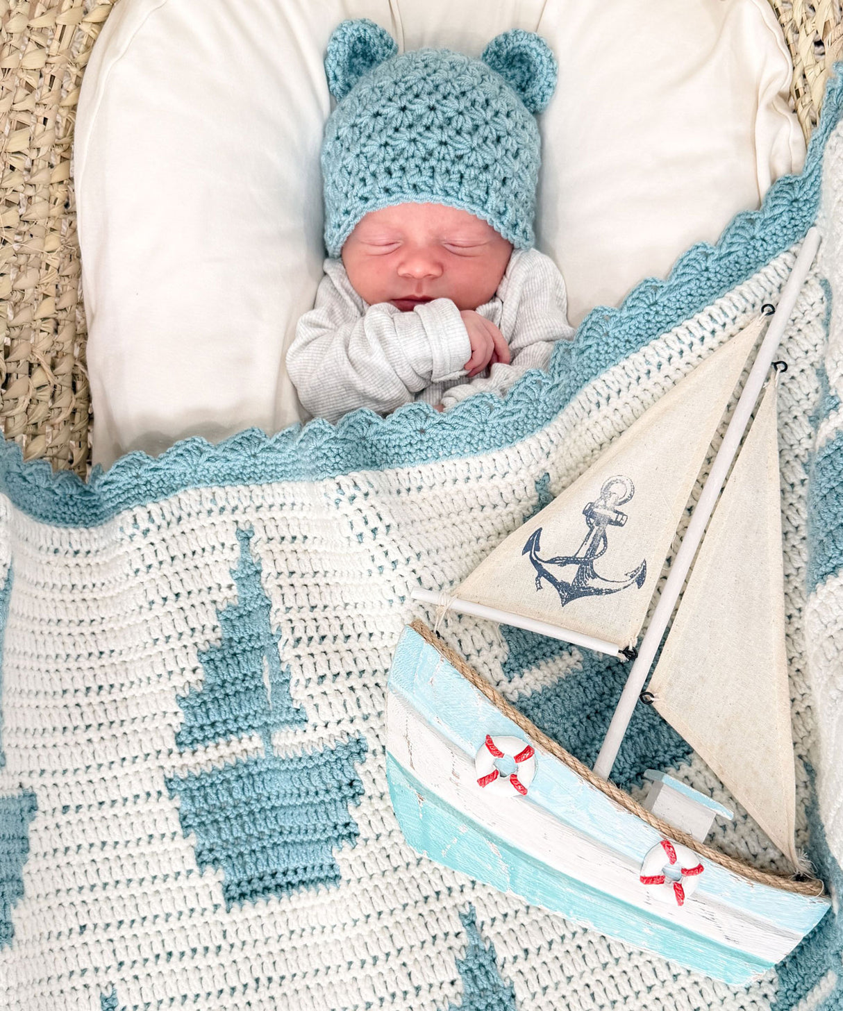 Sailboat Mosaic Baby Blanket