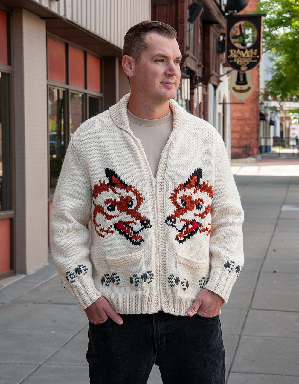 Wool Wolf Cardigan | Project Hail Mary Fox Sweater – Mary Maxim Ltd