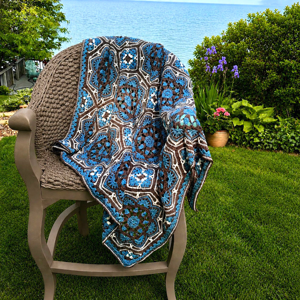 Tri-Coloured Persian Tiles Crochet Blanket