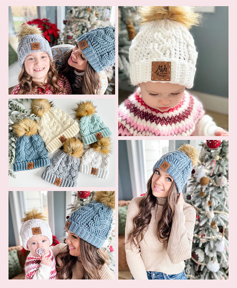 Cozy Cottage Cabled Family Hats