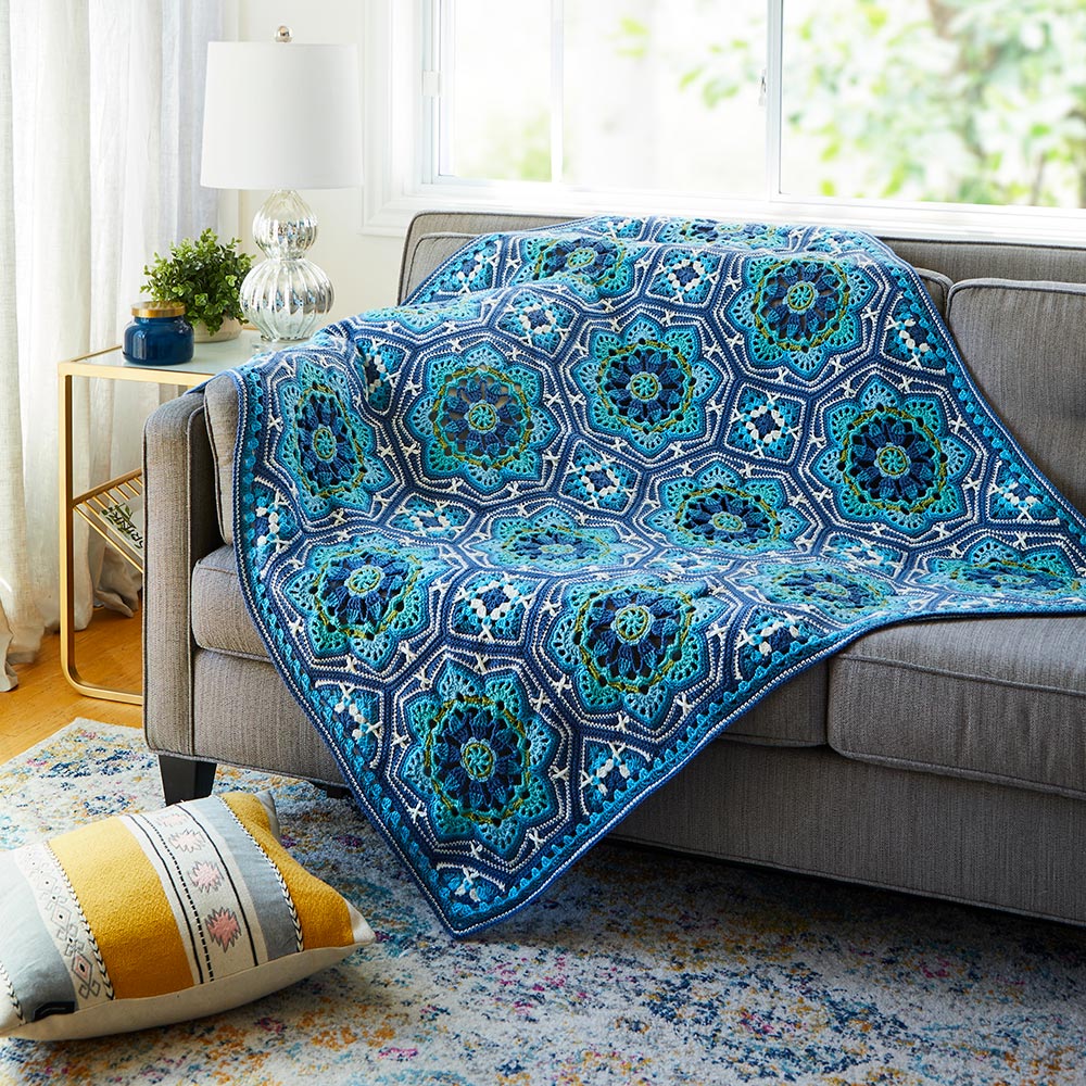 Light Blue Persian Tiles Throw