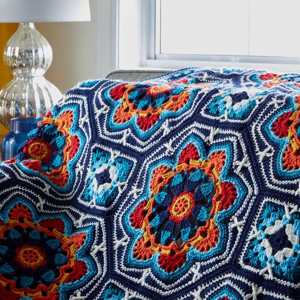 Dark Blue Persian Tiles Throw