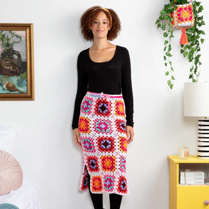 Free Red Heart Crochet Granny Square Skirt Pattern