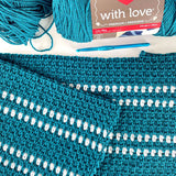 Free Red Heart Moderm Moss Stitch Crochet Baby Blanket Pattern