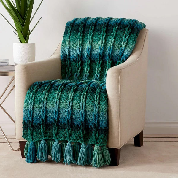 Free Bernat Mock Cable Crochet Blanket Pattern